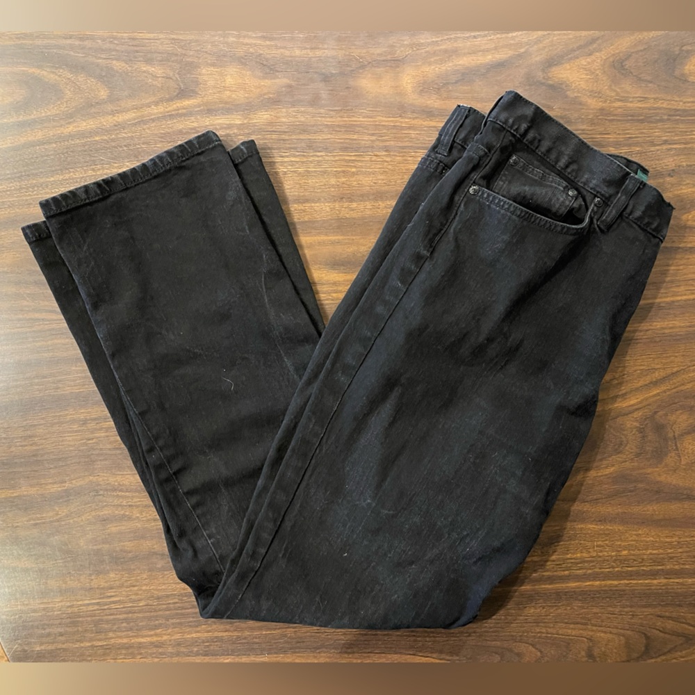 Ralph Lauren Black Rhinestone Logo Bootcut Jeans Classic Fit Size 14